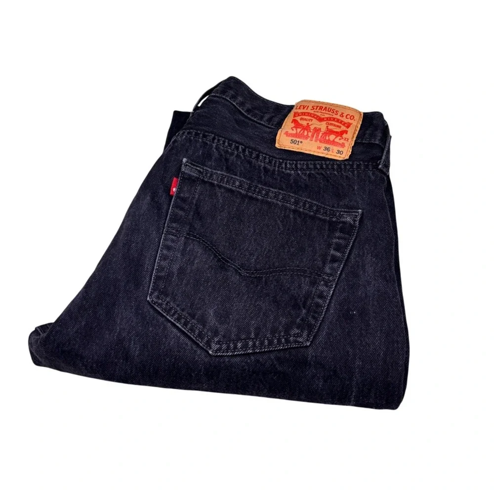 Levi's 501 Original Fit Jeans Men 36x30 Black‎ Straight Leg Button Fly Cotton